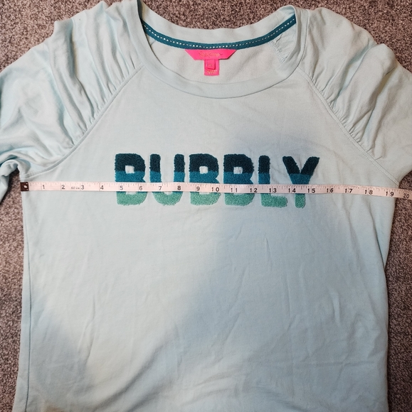 Lilly Pulitzer Aldean Sweatshirt Bubbly Block Letters Aqua Blue Sz Medium - Picture 6 of 14